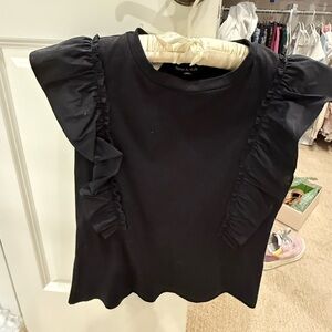 Cute black ruffle sleeveless top. EUC
